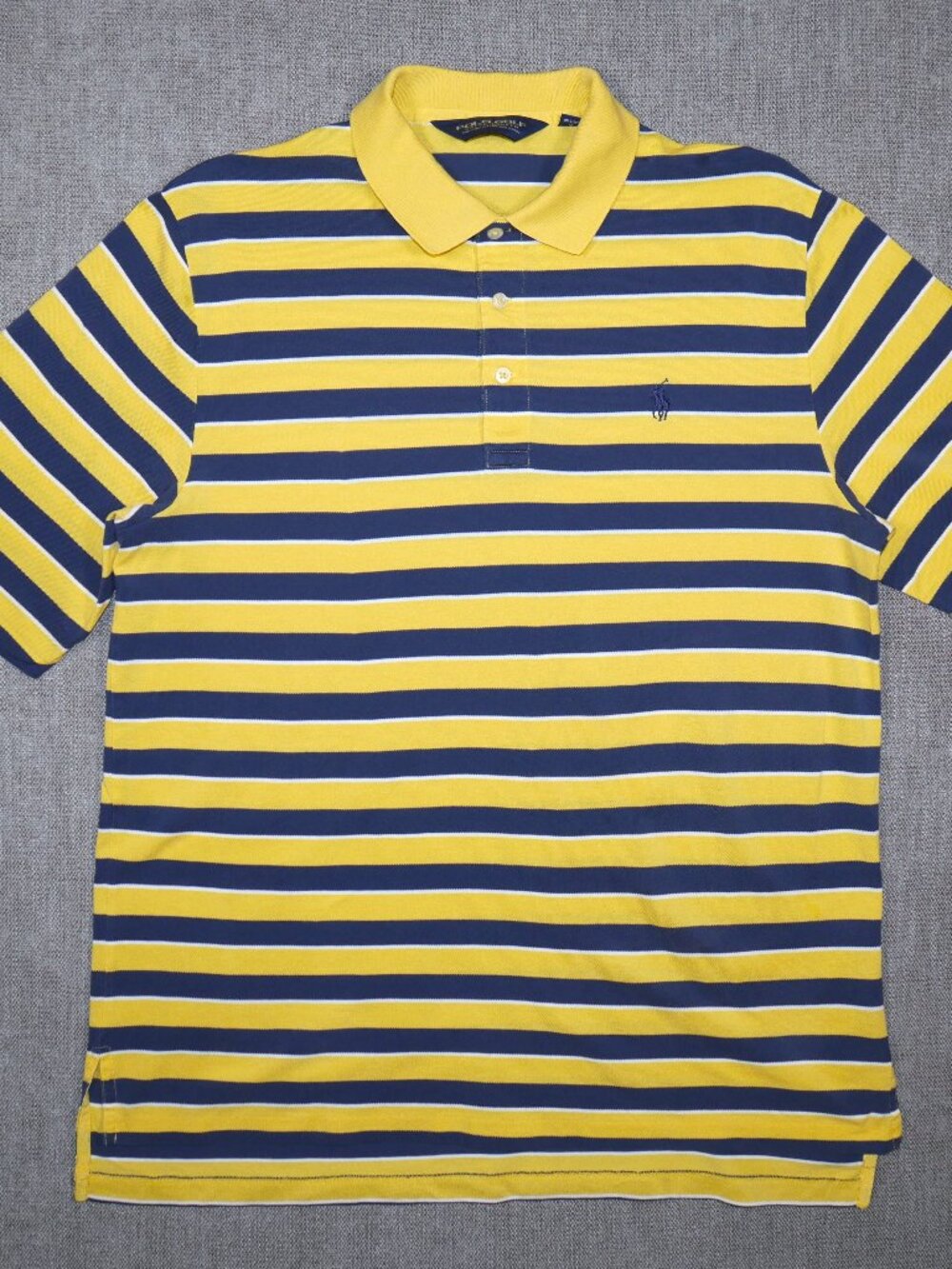Polo Golf Ralph Lauren Men's Size M Yellow & Blue Stripped Polo Shirt